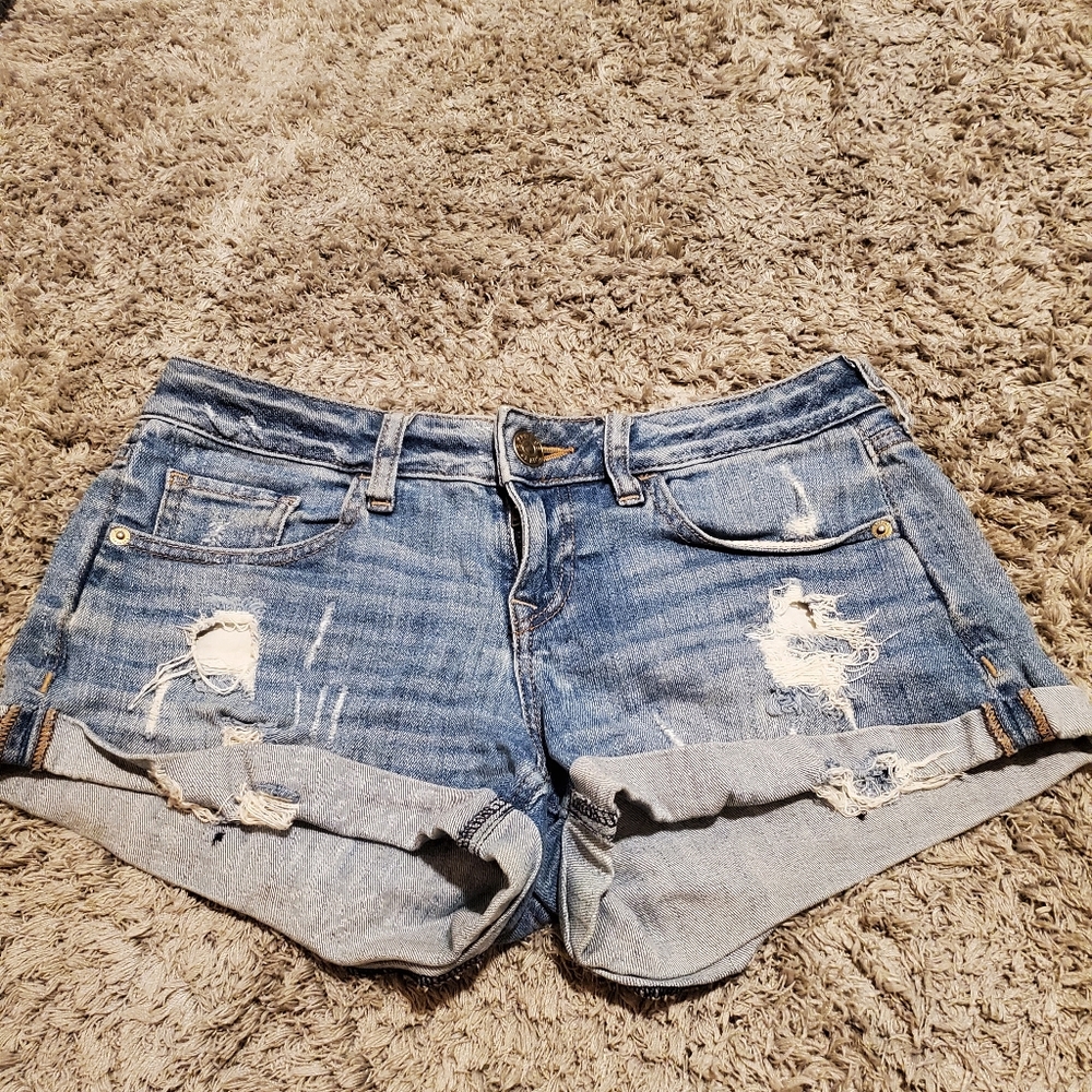 Express denim distressed jean shorts